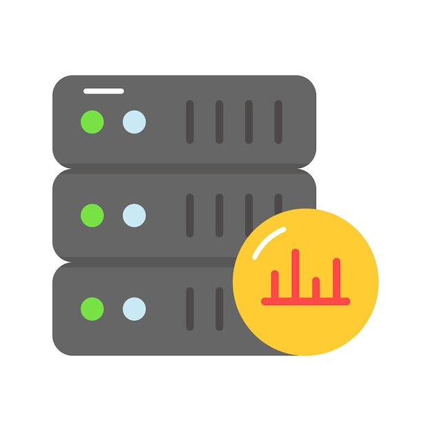 Diagrama de barras con servidor de datos que muestra el vector de concepto del análisis del servidor icono premium