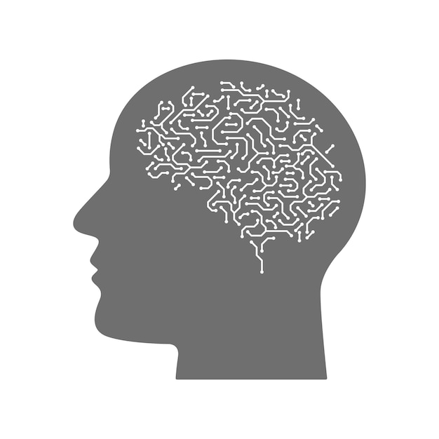 Diagrama en blanco y negro del cerebro humano a partir de líneas y puntos