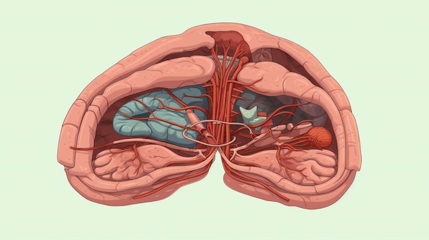 Vector un diagrama de un cerebro con el cerebro etiquetado