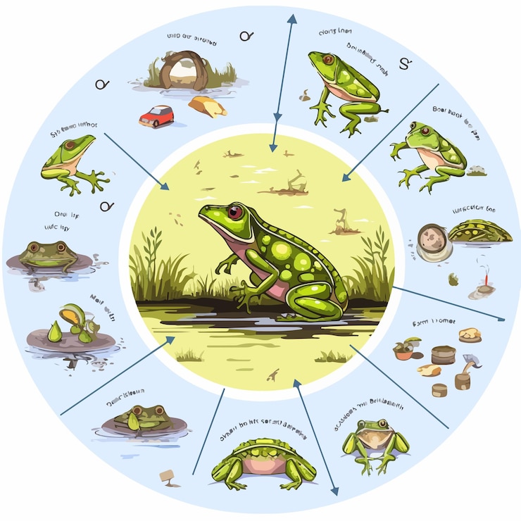 Vector diagrama del ciclo de vida ilustración de la rana imagen de stock vectorial