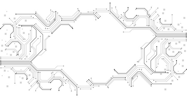 Diagrama de circuito negro de tecnología sobre fondo blanco