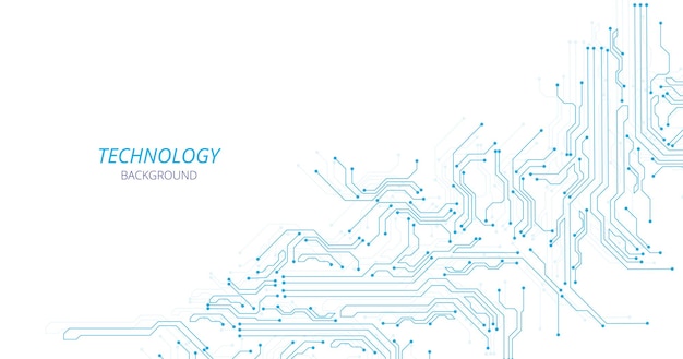 Diagrama de circuito de tecnología azul sobre fondo blanco