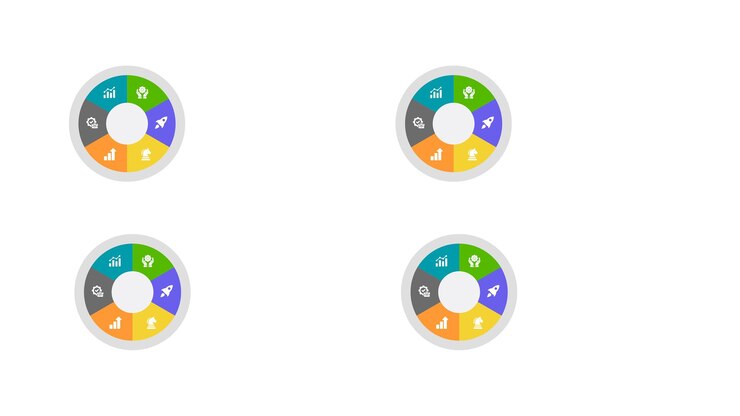 Vector diagrama circular colorido que ilustra los elementos clave del crecimiento del negocio