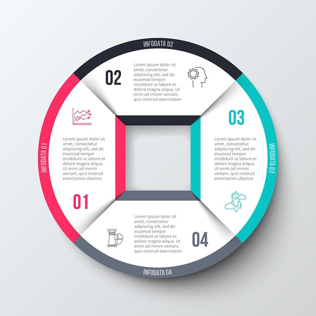 El diagrama circular se divide en 4 partes Elemento infográfico vectorial para presentación