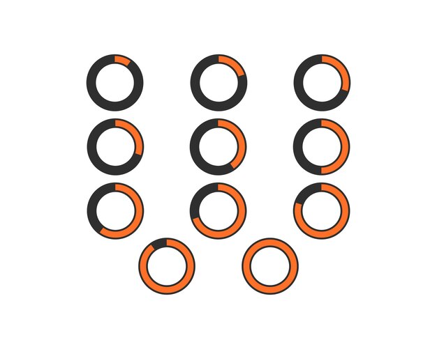 Diagrama circular Gráficos circulares Elementos infográficos Rueda de progreso Ilustración vectorial