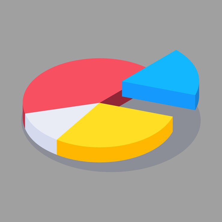 Vector diagrama circular vectorial 3d en fondo gris