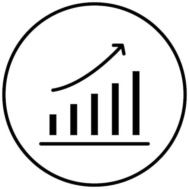 Diagrama de crecimiento Ilustración del icono vectorial del conjunto de iconos de Investigación y Ciencia