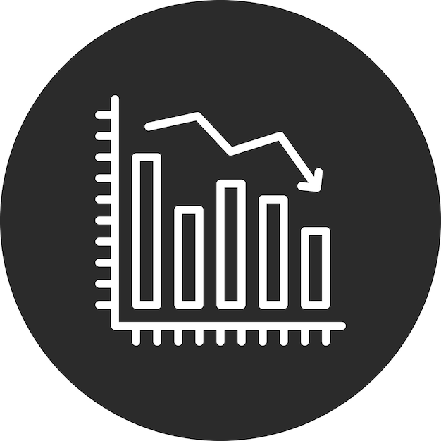 Diagrama de declinación Ilustración del icono vectorial del conjunto de iconos de negocios