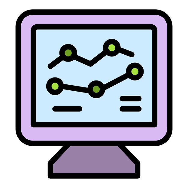 Diagrama digital en línea icono contorno vector Web negocio Internet estrategia color plano