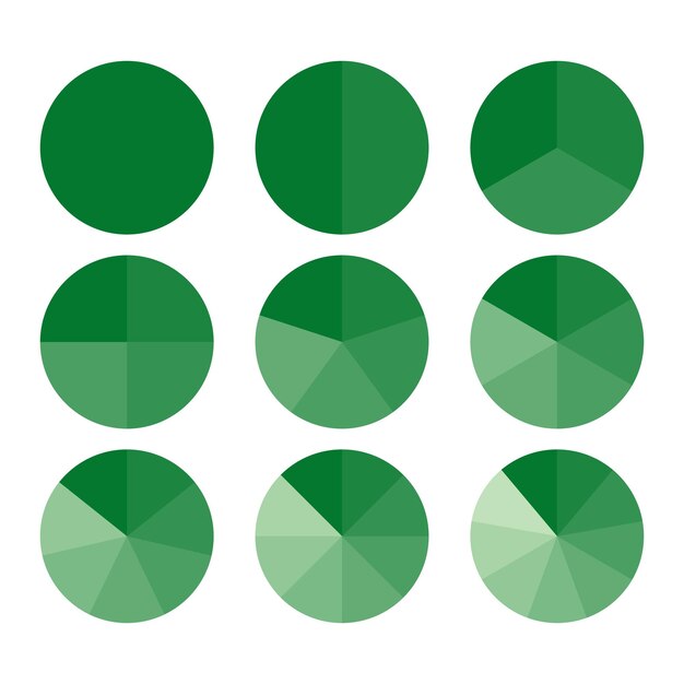 Diagrama dividido por círculos 3 10 7 gráfico icono diagrama de sección de forma de pastel Vector redondo de círculo de segmento 6 9
