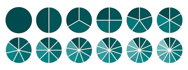 Diagrama dividido por círculos 3 10 7 gráfico icono diagrama de sección de forma de pastel Vector redondo del círculo de segmento