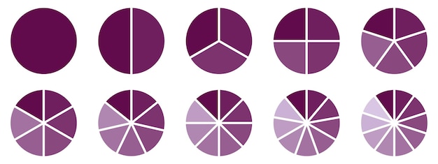 Diagrama dividido por círculos 3 10 7 gráfico icono diagrama de sección de forma de pastel