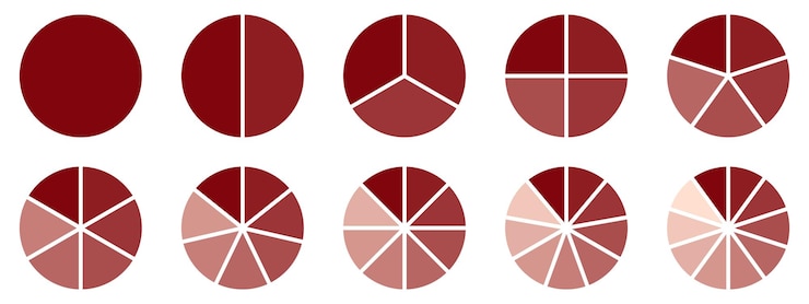 Vector diagrama dividido por círculos 3 10 7 gráfico icono diagrama de sección de forma de pastel