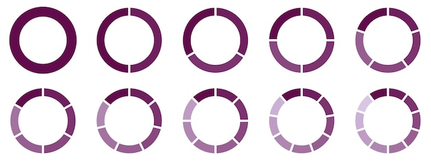 Diagrama dividido por círculos 3 10 7 gráfico icono diagrama de sección de forma de pastel