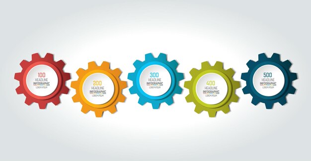 Diagrama de esquema de gráfico de cinco elementos 5 Plantilla de infografía