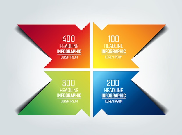 Diagrama de esquema de gráfico infográfico de cuatro flechas