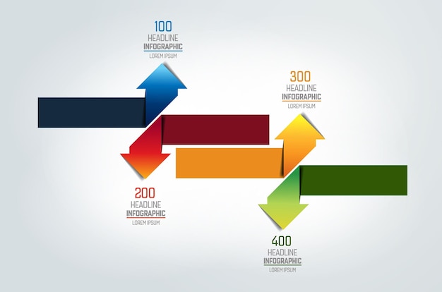 Diagrama de esquema de gráfico infográfico de flechas