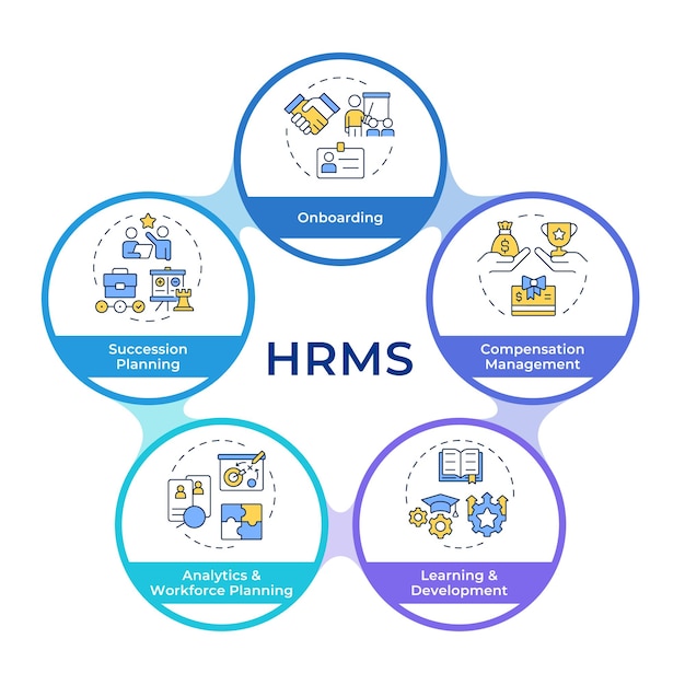 Diagrama de flujo de los círculos infográficos de HRMS
