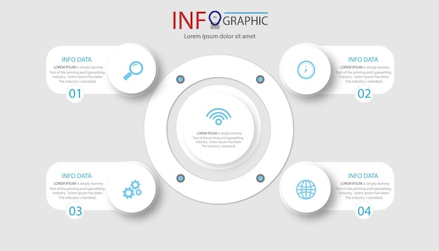 Diagrama de flujo con elementos circulares plantilla de diseño infográfico 6 opciones