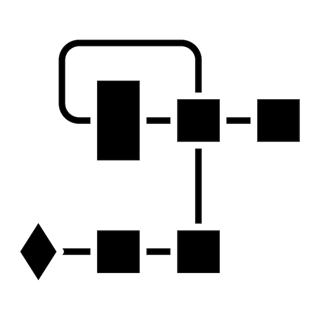 Diagrama de flujo Ilustración de glifo en negro sólido