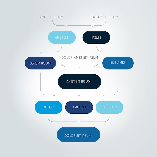 Diagrama de flujo de infografía esquema de sombras de colores