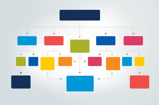 Diagrama de flujo de infografía esquema de sombras de colores
