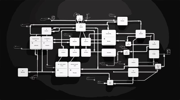 Diagrama de flujo de proyecto profesional en la ilustración plana 2D de la placa