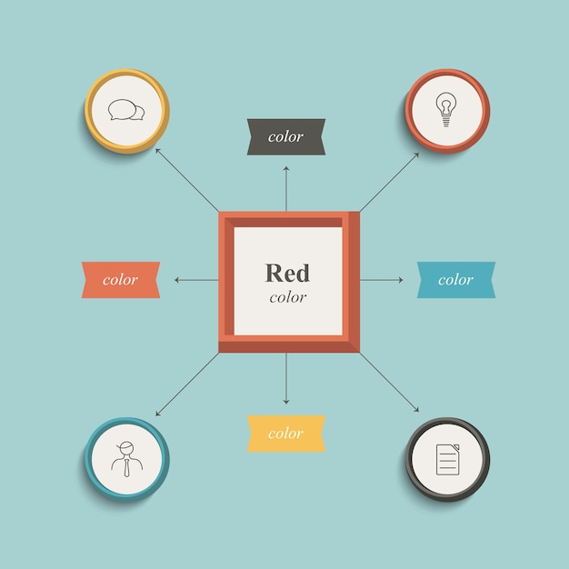 Diagrama de flujo de trabajo diseño plano estilo de color retro