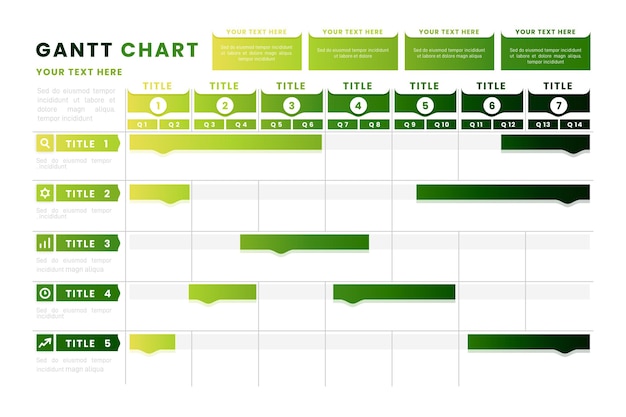 Diagrama de gantt degradado verde