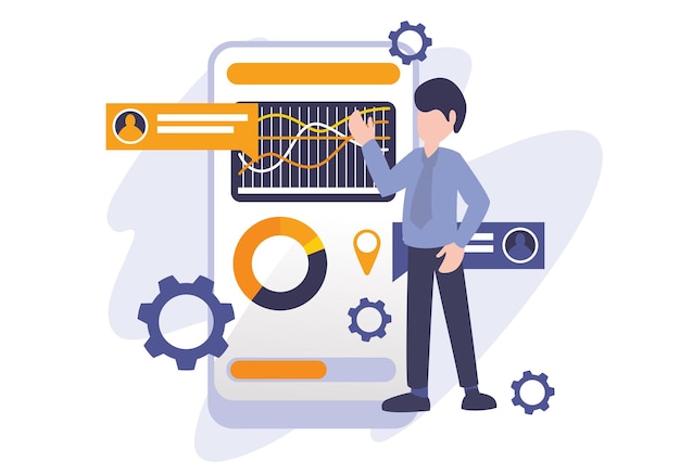 Diagrama gráfico y concepto de análisis de datos ilustración vectorial metáfora empresarial