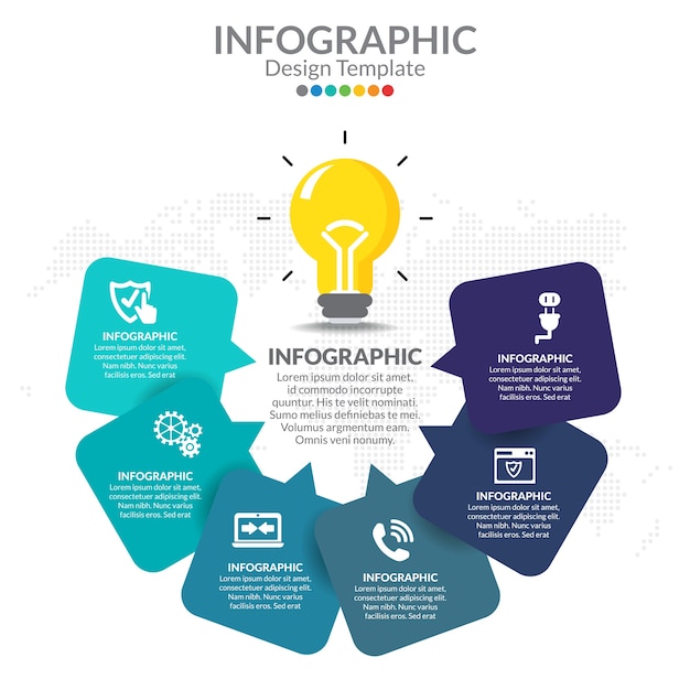 Diagrama de infografía con pasos, opciones, partes o procesos. Diagrama del proceso.