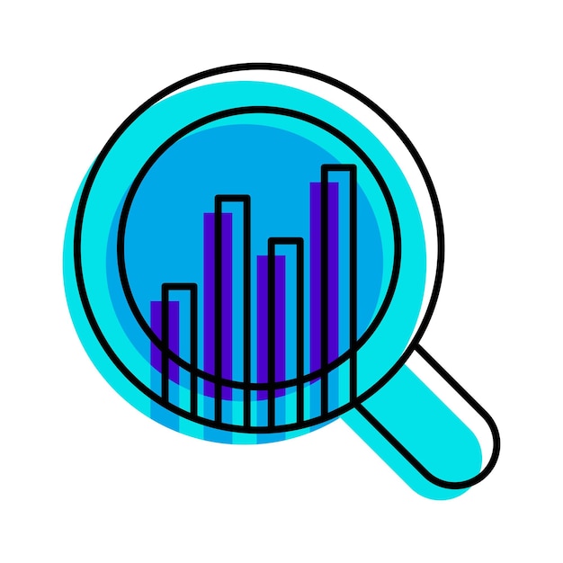 Diagrama de investigación analítica de datos esquema icono azul ilustración vectorial