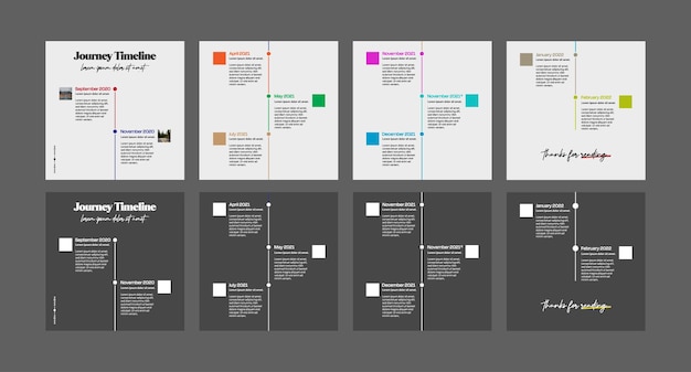Diagrama de línea de tiempo infográfico plantilla de publicación de redes sociales