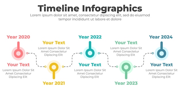 Diagrama de línea de tiempo moderno vectorial y plantilla infográfica para negocios