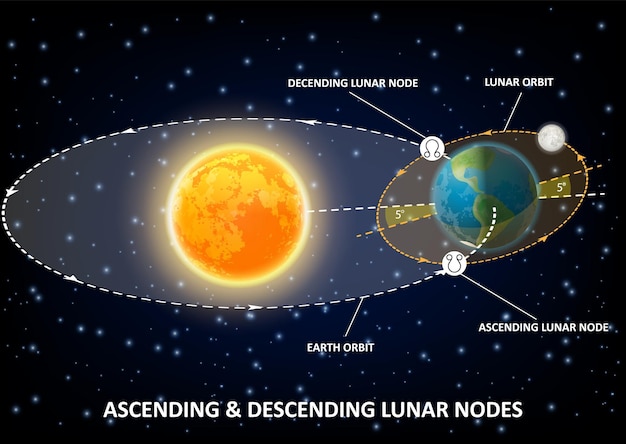 Vector diagrama de nodos lunares infografía de carteles educativos vectoriales