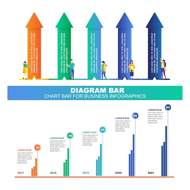 Diagrama o barra de gráficos para infografías de negocios