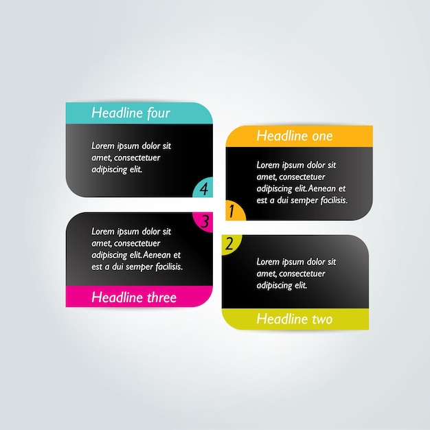 Diagrama paso a paso ficha plana infografía