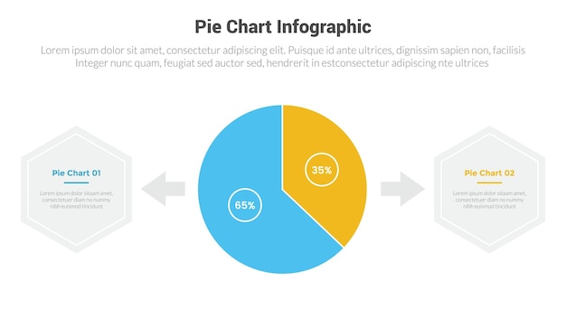 Diagrama de pie o diagrama de pie diagrama de infografía diagrama de plantilla con 2 puntos con diseño de porcentaje de círculo de piechart para la presentación de diapositivas vectorial