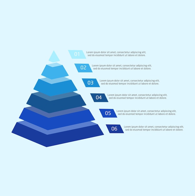 Vector diagrama de pirámide moderna azul para la presentación