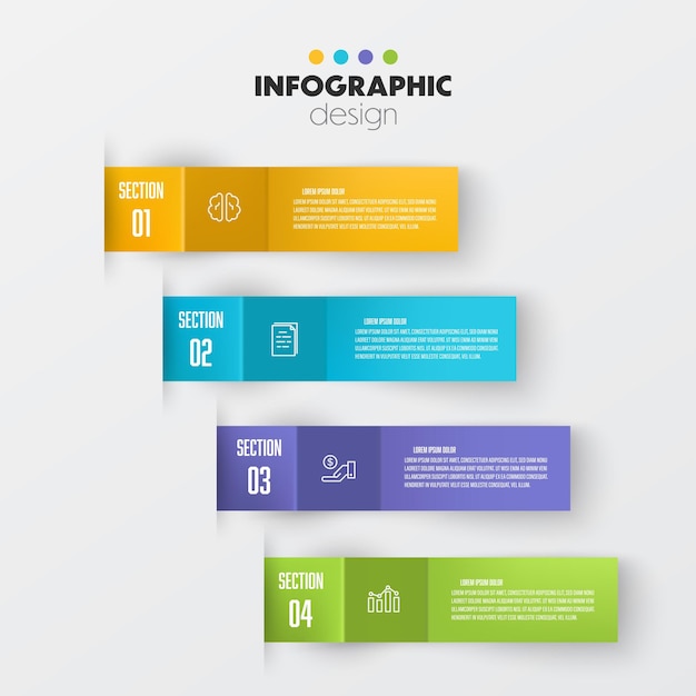 Diagrama de plantilla de infografía vectorial está doblado Concepto de negocio 4 pasos para la presentación