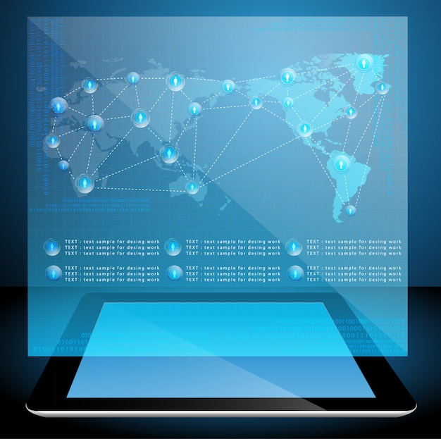 Diagrama de proceso de red empresarial virtual en Tablet PC