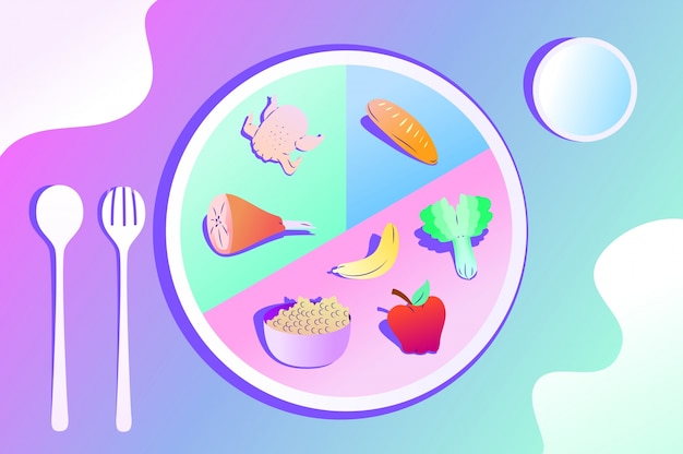 Diagrama que ilustra la comida sana
