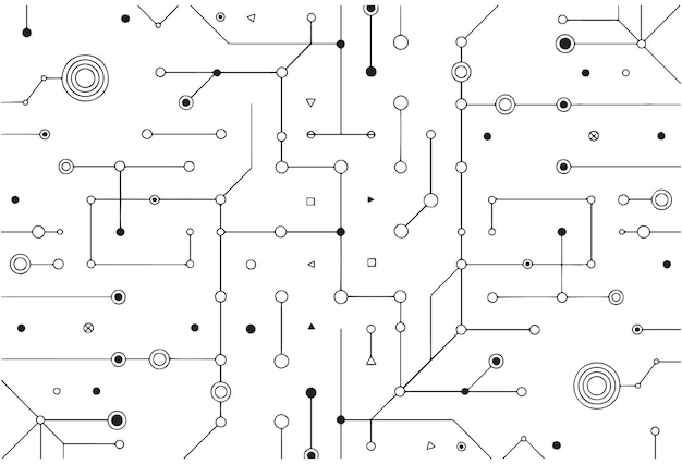Diagrama de red abstracto con nodos y conexiones interconectados Ilustración vectorial de fondo
