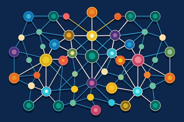 Un diagrama de red neuronal con nodos y vías interconectados