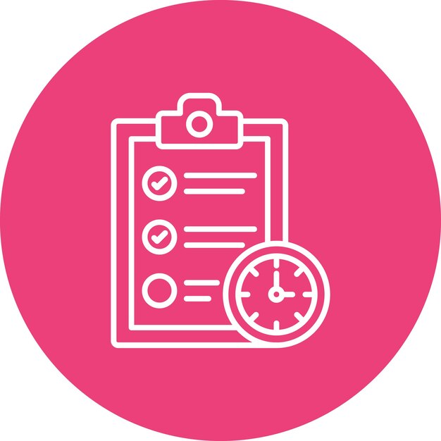 un diagrama rosa y blanco con un fondo rosa con un reloj en él