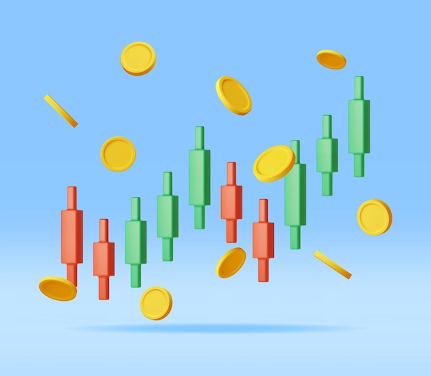 Vector diagrama de stock de crecimiento 3d con monedas de oro