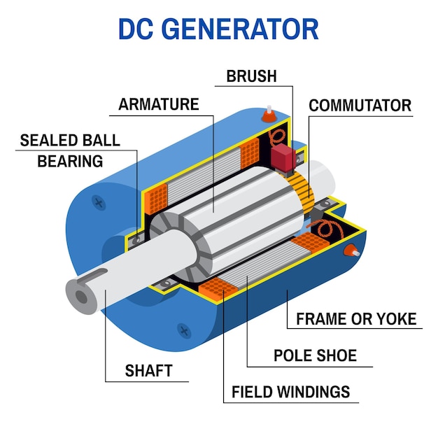 Diagrama transversal del generador de CC