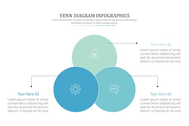 Diagrama de Venn plantilla de gráfico infográfico para negocios 3 4 6 partes presentaciones de opciones con Venn