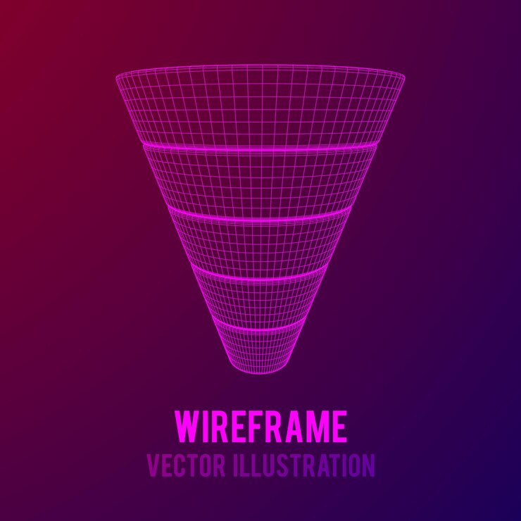 Vector diagrama de ventas de embudo de estructura metálica