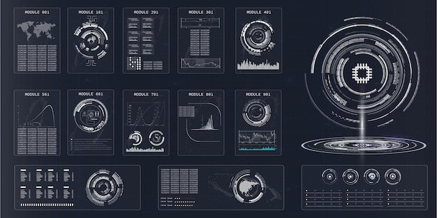 Diagramas circulares de HUD tecnológico